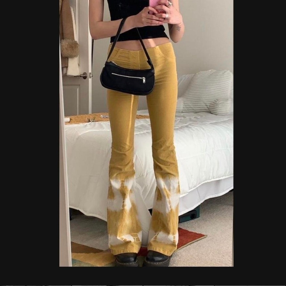 Free People Tie Dye Pull On Cord Flare Jeans Sz 25 MC1-5